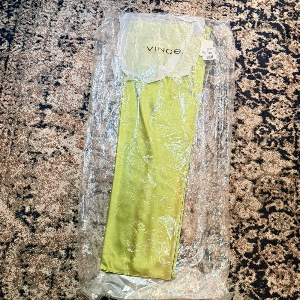 NWT Vince ‘Textured Satin Bias Cut Pant’ in “Cactus” Lime Green Plus Size 1X